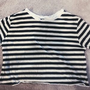 Black and white striped crop top